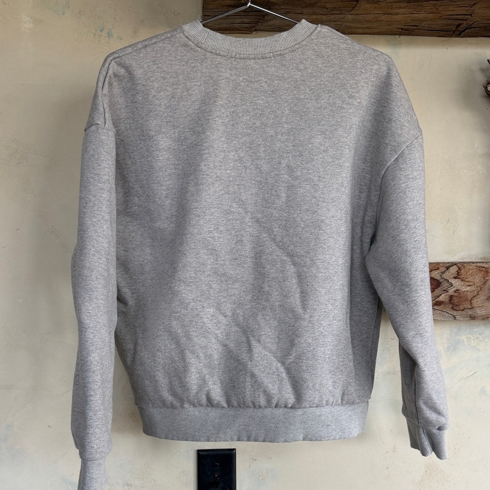 Favorite Daughter Heather Gray Crewneck with Navy Collegiate Print - Picture 4 of 6